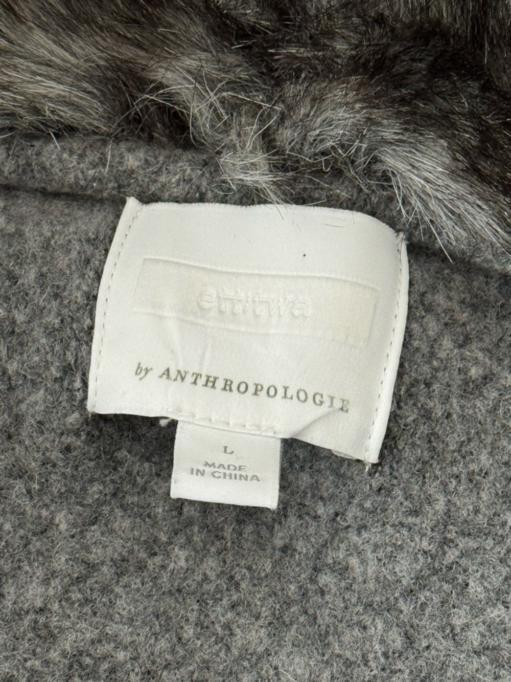 Anthropologie Gray Faux Fur Collar Wool-Blend Jacket - Picture 2 of 4